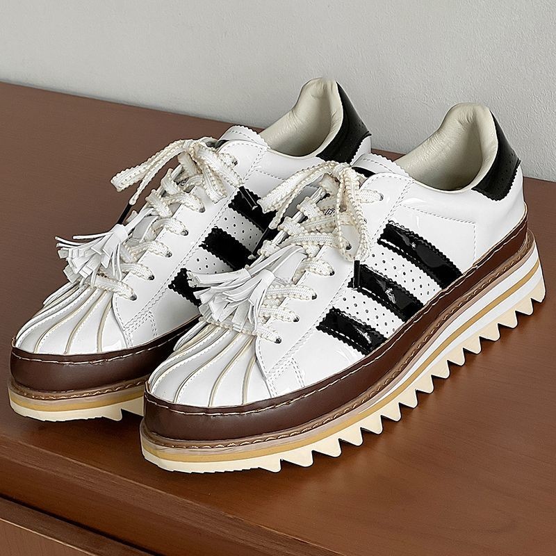 Niche Design Celebrity Style Co-Branded Shoes Shell Toe White Shoes Men Women Casual Platform Platfo