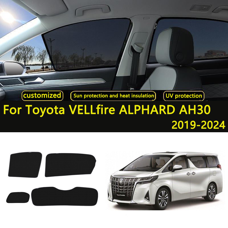 ม่านบังแดดรถยนต์สําหรับ Toyota VELLfire ALPHARD AH30 2019-2024 รถหน้าต่าง SunShade Shield ด้านหน้ากระจกด้านหลังด้านข้างผ้าม่าน Sun Shade Visor ที่กําหนดเองม่านบังแดดรถยนต์---&
