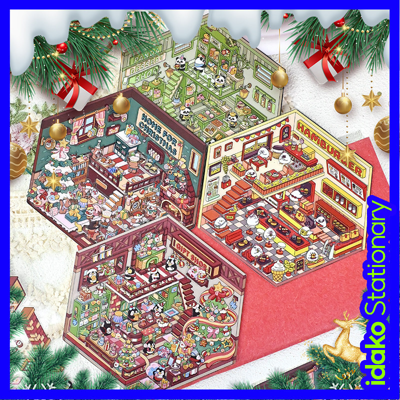 Idako 3D สติกเกอร์ Miniature [คริสต์มาส Cabin Series] 3D สามมิติสติกเกอร์ภูมิทัศน์น่ารัก DIY Handmade Miniature ฉากสติกเกอร์ตกแต่ง SS197 สติ๊กเกอร์ ฉาก สติ๊กเกอร์ฉากหลัง สติ๊กเกอร์ 3d สติ๊กเกอร สติ๊กเกอร์ diy sticker