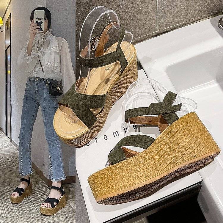 รองเท้าแตะพื้นหนา รองเท้าแตะ Over-Toe Slip-On เวอร์ชั่นเกาหลี