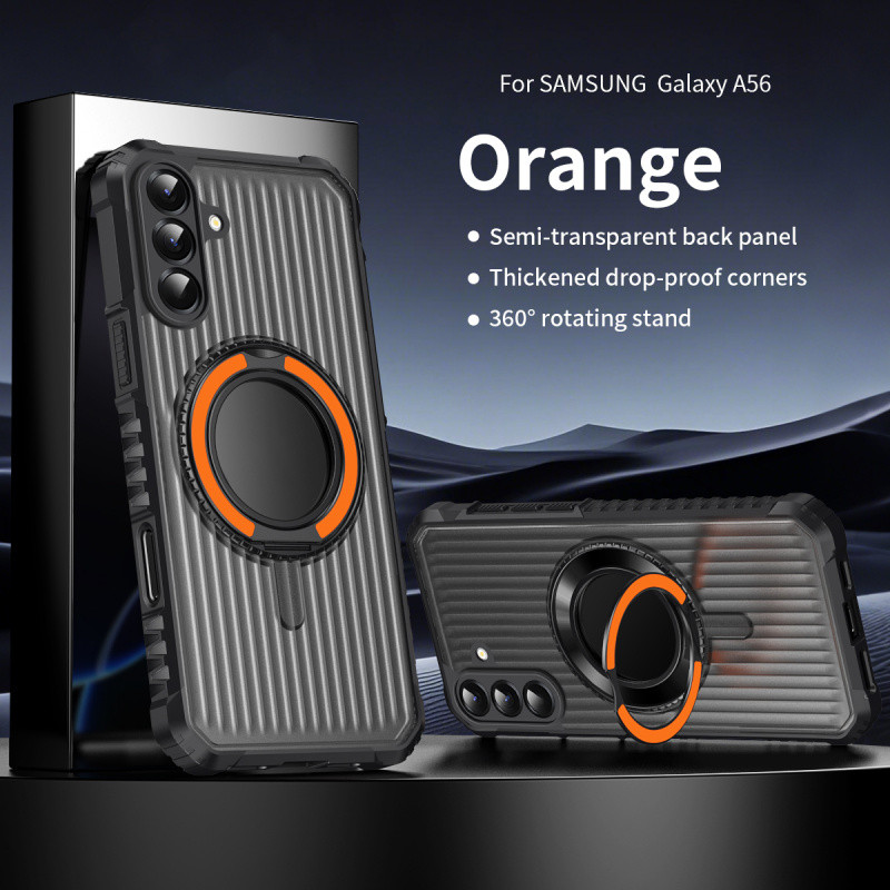SAMSUNG แมท ทรานสลูเซนท์ 360° หมุนขาตั้งแม่เหล็กสําหรับSamsung Galaxy A56 A36 A26 A16 A55 A35 A25 A15 A06 A05 A05S A14 S25 S24 Ultraชาร์จไร้สายกันกระแทก
