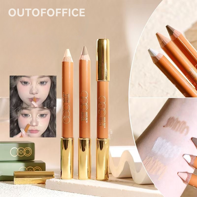 OUTOFOFFICE ปากกาคอนทัวร์ ปากกาคอนทัวร์สองหัว แท่งเงา ปากกาไรผม ไฮไลท์สามมิติ กระจ่างใส