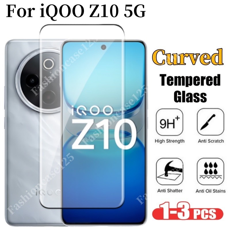 IQOO Z10 5G หน้าจอโค้ง Protector สําหรับ iQOO Z10 5G IQOOZ10 2025 กระจกนิรภัย HD Clear View ฟิล์มป้องกันกระจก Anti Scratch 9H ความแข็ง Anti Scratch