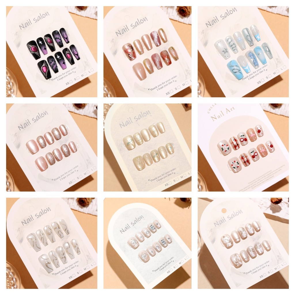 ใหม่Handmade 10 ชิ้นเล็บปลอมสั้นพร้อมการออกแบบตาแมว,การออกแบบของบรรเทาหยดน้ําเล็บปลอมด้วยเจลเยลลี่