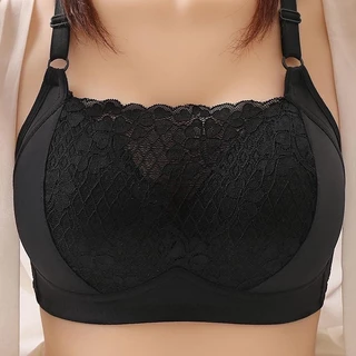 เสื้อในลูกไม้สำหรับสาวอวบ บราฟองน้ำบาง ไซส์ใหญ่ 38-44 ไม่มีโครง สายใหญ่ไม่รั้งไหล่ ตะขอหลัง 3 แถว ราคาถูก