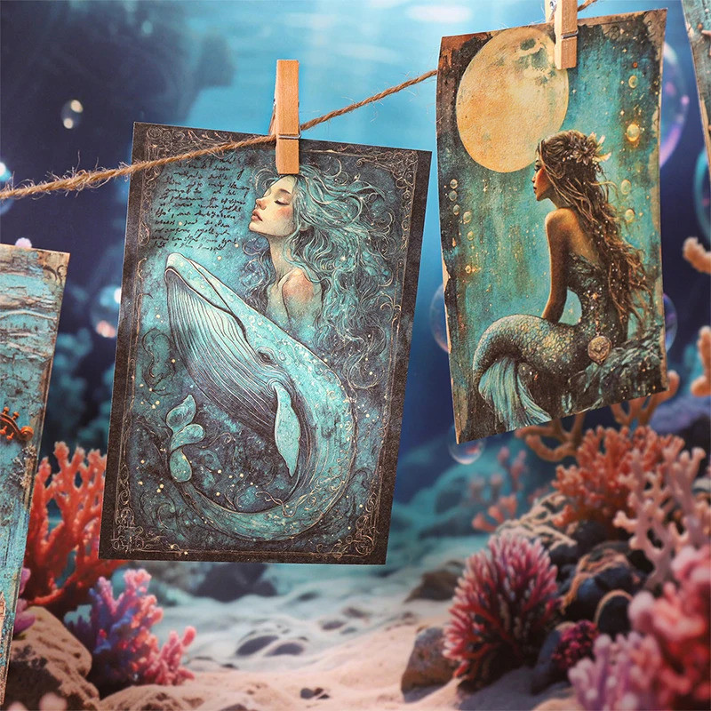 Journal GO 30pcs Vintage Mermaid วัสดุกระดาษตกแต่ง Scrapbooking Handmade DIY Junk Journal พื้นหลังอุปกรณ์ ราคา ถูกที่สุด ดีลบีเคเค แกลเลอรีภาพที่ 6