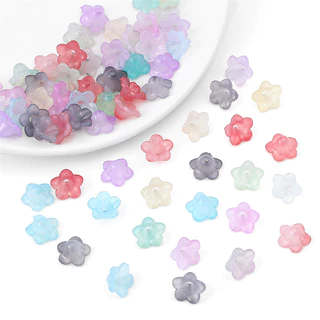 100 ชิ้นโปร่งใส Lily of the valley ลูกปัดอะคริลิค Gradual เปลี่ยน 2 สีดอกไม้ลูกปัดสร้อยคอ DIY เครื่องประดับ ACCsories