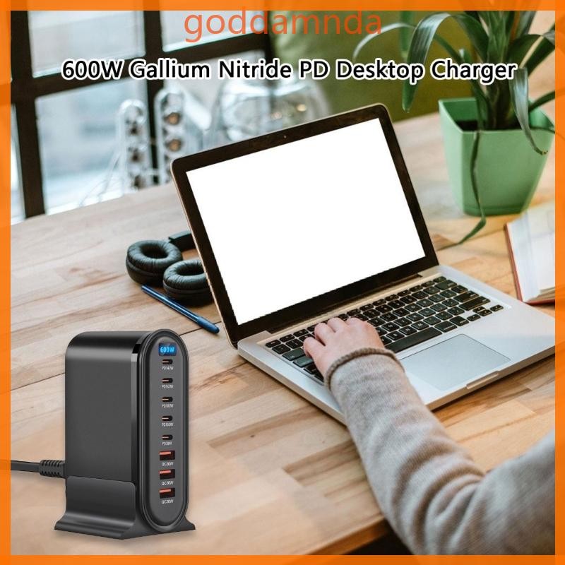 GODD 8 พอร์ต 600W USB C Fast Charger 4 USB C 100W และ 4 USB A QC30W Charger สําหรับหลายอุปกรณ์อิเล็ก