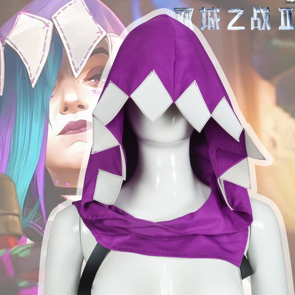Arcane Season 2 Jinx Cosplay ชุดเครื่องแต่งกายสีม่วง Cape Hood League of Legends Pow-Pow