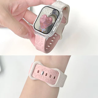 สายซิลิโคนสลักลายดอกทานตะวันพร้อมเคสสำหรับ Xiaomi Redmi Watch 5 Active สายนาฬิกาสมาร์ทวอทช์แบบเปลี่ยนได้สำหรับ Redmi Watch 5 Lite