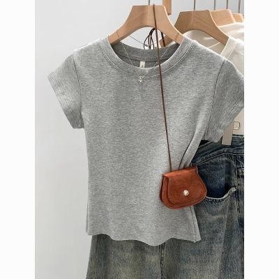 เสื้อยืดผู้หญิง แขนสั้น สไตล์ฤดูร้อน ลำลอง ดีไซน์เรียบง่าย ทรงสลิมฟิต ท๊อป