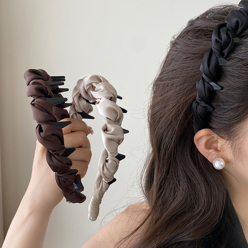 แถบคาดศีรษะสไตล์เกาหลี ซาตินฟันลื่น สำหรับเสริมความสวยงามให้เส้นผมของคุณ