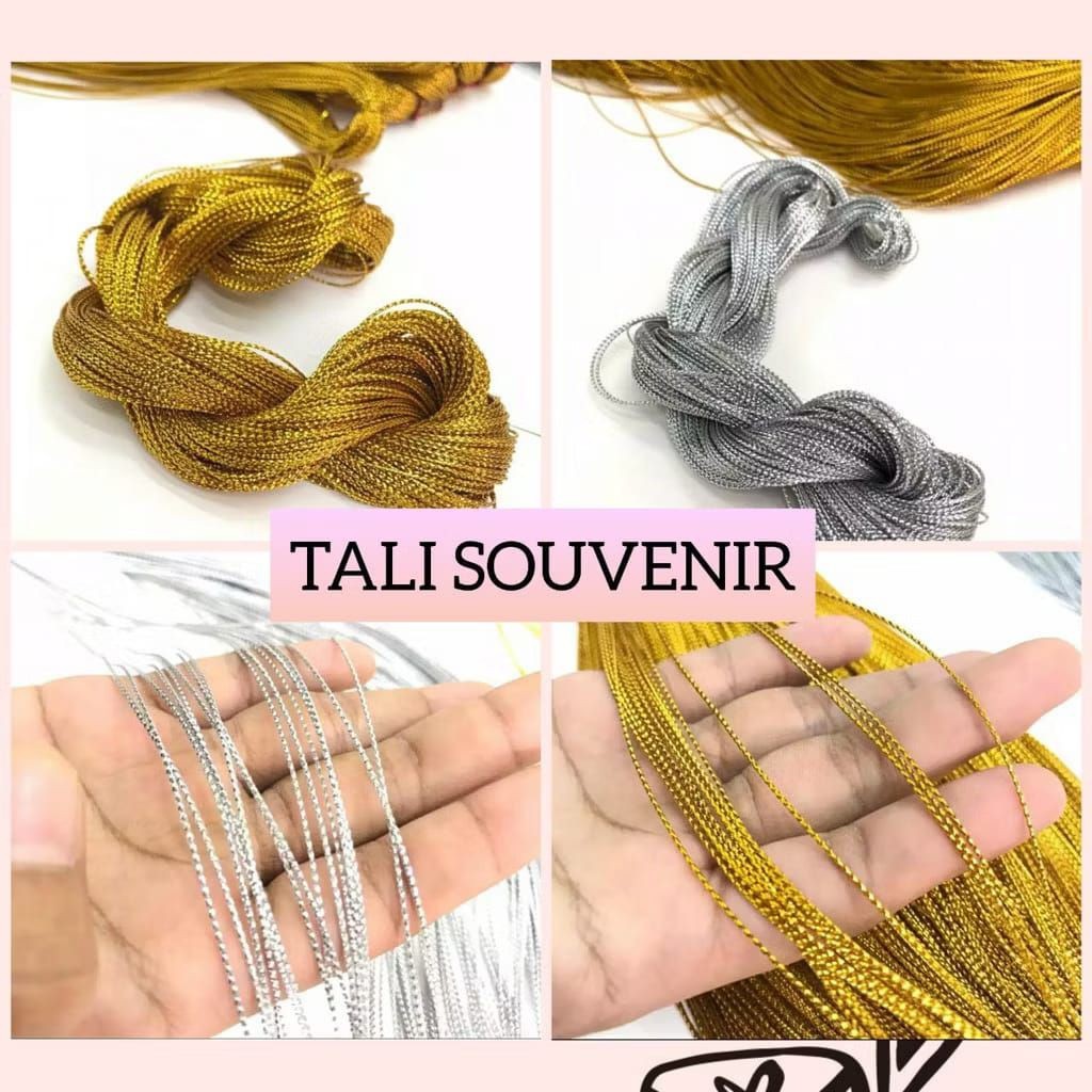 PER 5,10 & 50 เมตร - SOUVENIR ROPE ACCESSORIES HAMPERS HANG TAG GOLD SILVER / 1 MM THIN ROPE GOLD SI
