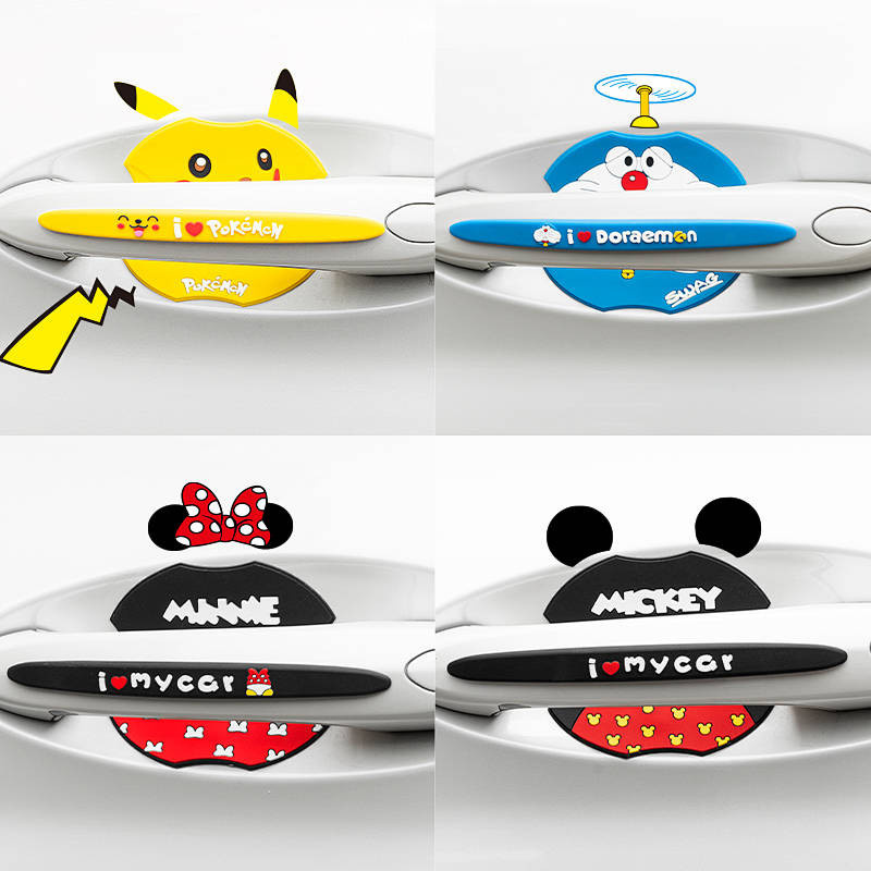 Car Door Handle Stickers Car Anti-Scratch Wipe Bumper Strip Cute Handle Door Bowl Protective Sticker