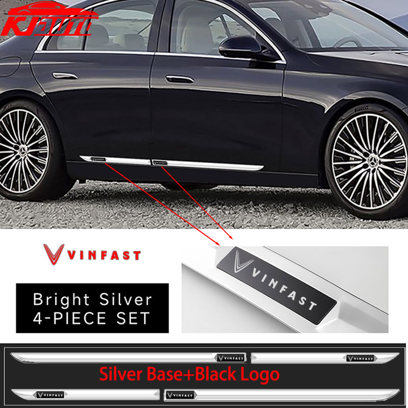 4pcs Vinfast สแตนเลสรถประตูด้านข้างกระโปรง Anti-scratch สติกเกอร์โลหะรถ Body Edge Guard ตกแต่งสําหรั