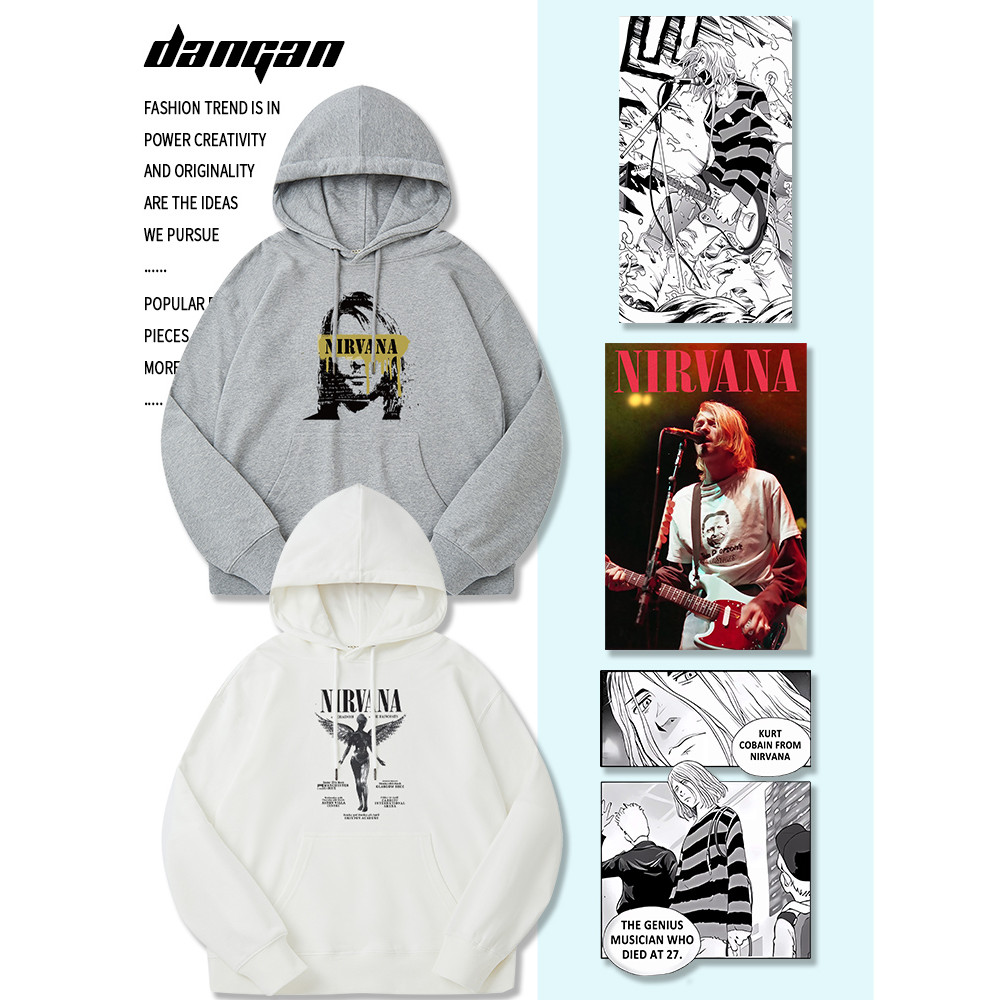 เสื้อฮู้ดสเวตเชิ้ตผู้ชายของวง Nirvana ร็อคอเมริกัน