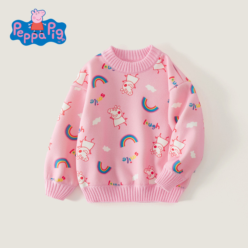 Peppa Pig เสื้อกันหนาวสำหรับเด็ก แบบขนแกะซับหนา เหมาะสำหรับฤดูหนาวและใบไม้ร่วง
