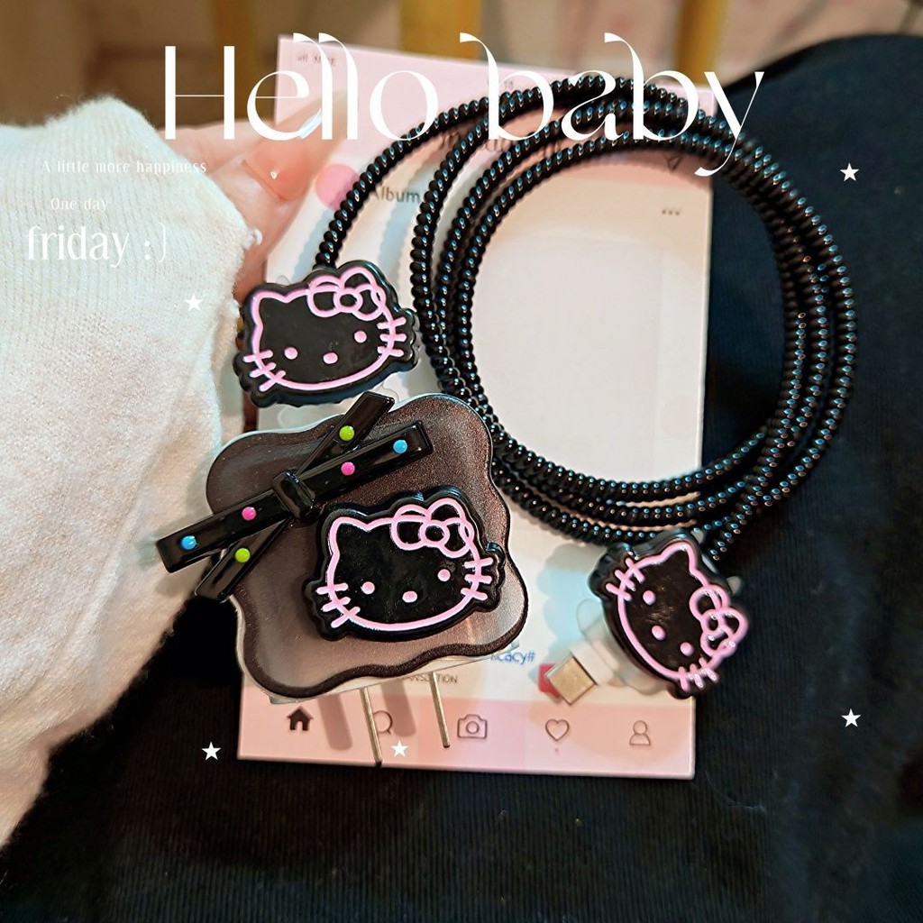 น่ารัก Hello Kitty Charger 4in1 ชุดสําหรับ iPhone 15 16 promax 18W 20W 25W A2244 A2305 A1702‌ ที่ชาร
