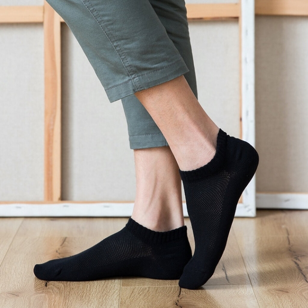 ถุงเท้าข้อสั้นพอดีตาตุ่มผู้ชาย #32 ตาข่ายระบายอากาศด้านบน ผ้าฝ้าย 80% สีพื้น เนื้อนุ่ม สไตล์มินิมอล คุณภาพดีมาก - รูปที่ 5