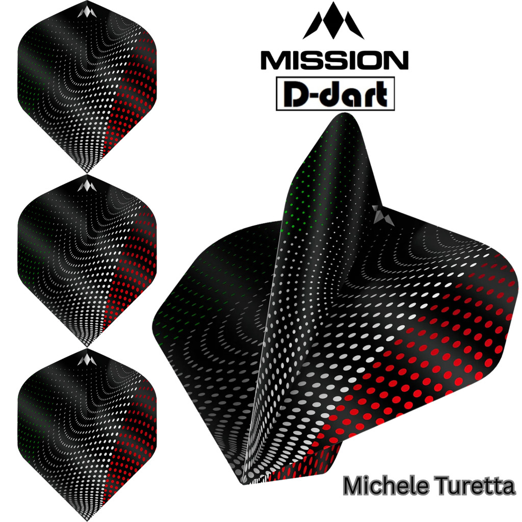 Mission Dart Flights - Michele Turetta Standard 100 Micron Darts Flight สําหรับลูกดอกนุ่มและเหล็ก