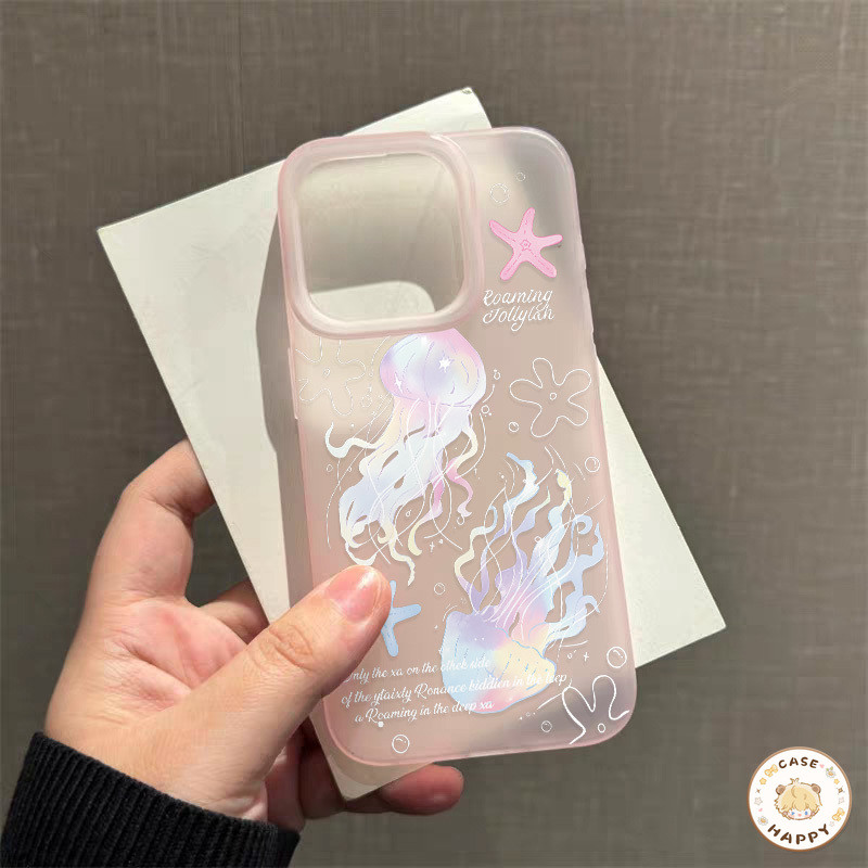 เคสไอโฟน 17 11 สำหรับ IPhone 15 7 8 16 Plus 13 15 16 Pro Max X XR XS Max SE 2020 ป้ายปกตัวอักษรแมงกะพรุนหลากสีสันน่ารัก - รูปที่ 6