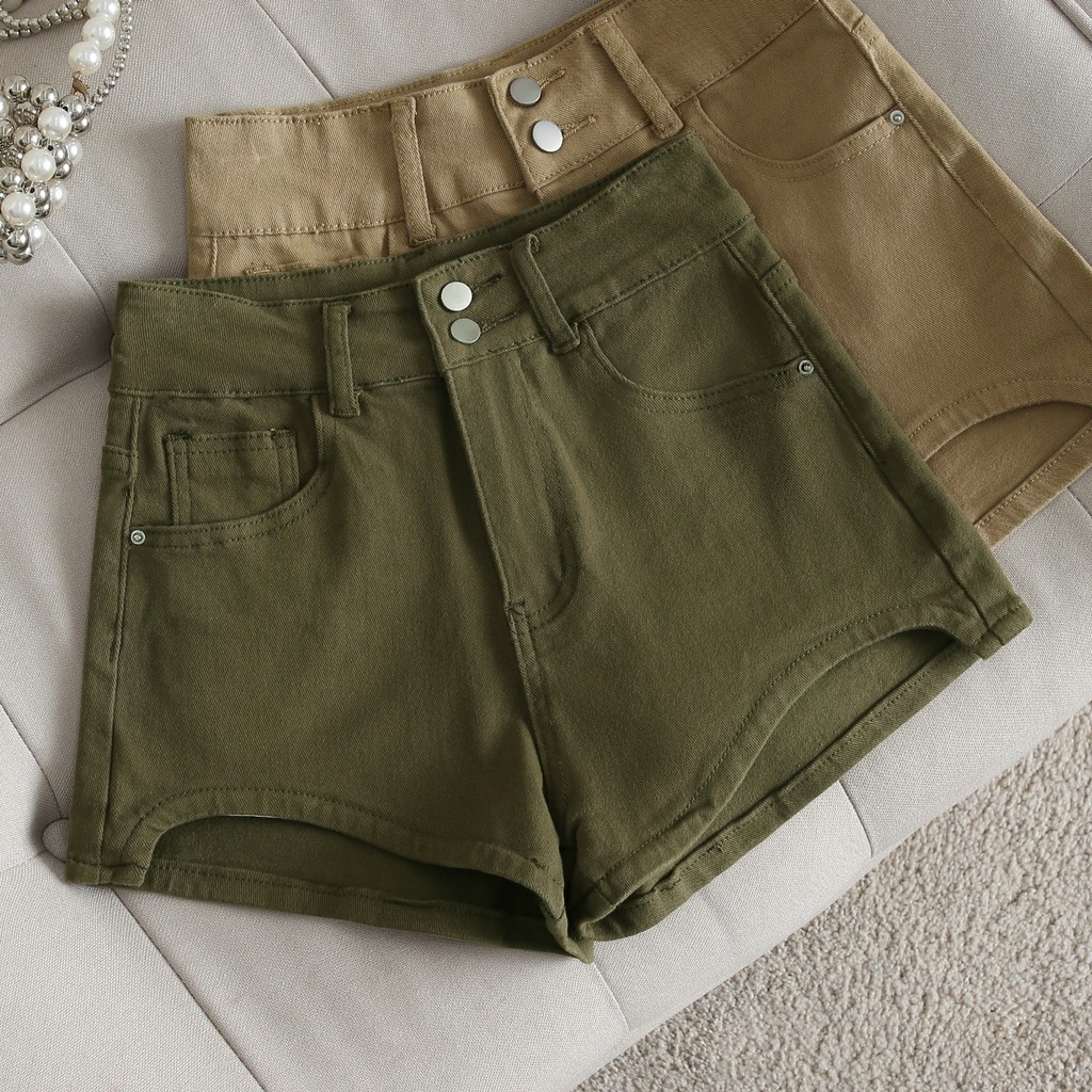 TAYCEN S~5XL  (24-35) กางเกงยีนขาสั้น เอวสูง สไตล์เกาหลี