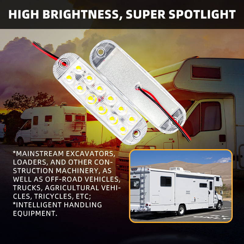 UTUONY ไฟเตือนกระพริบ LED สำหรับรถบรรทุก 12 เม็ด ไฟสัญญาณ RV 12-80V ความสว่างสูง โคมไฟกว้าง