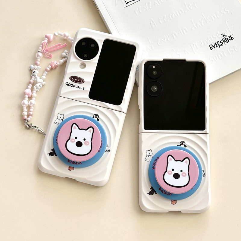 เคสโทรศัพท์แบบพับได้สําหรับ Oppo Find N3 Flip Boyang Design Puppy Magnetic Bracket Bracelet เคสโทรศัพท์ tpu แบบแข็ง