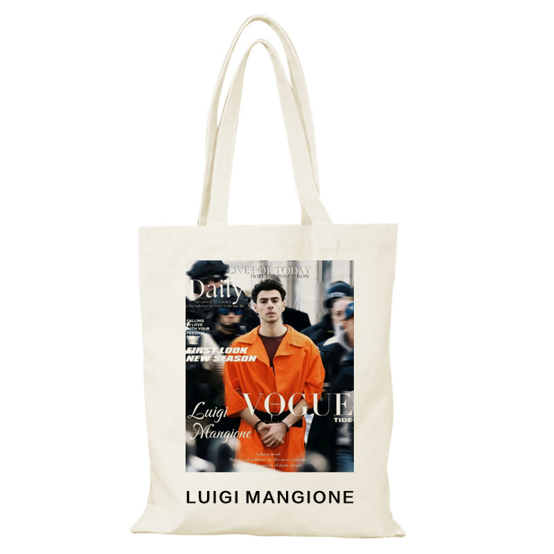 กระเป๋าแคนวาส Luigi Mangione ความจุขนาดใหญ่ ออกแบบได้เอง สไตล์แฟชั่นสำหรับช้อปปิ้งและนอกบ้าน