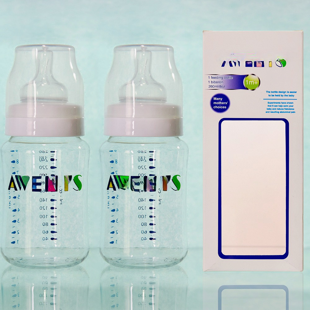 5.5 ซม.ขวดนมเด็กคลาสสิกขวดนมทารกแรกเกิดซิลิโคนจุกนม BPA ฟรี 260ML 125ML