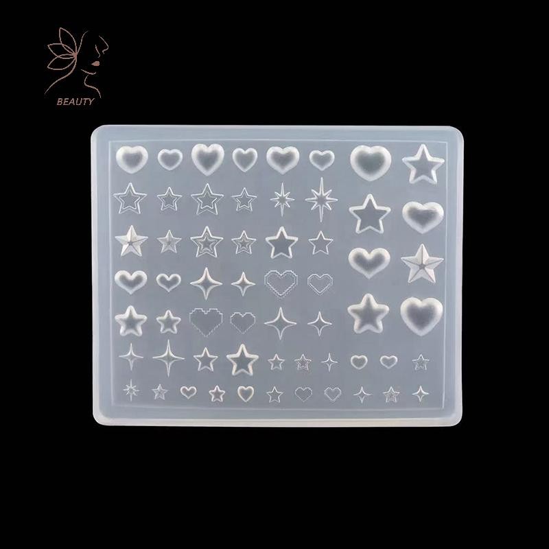 [maybeauty] 1 PC 3D แม่พิมพ์เล็บ Bowkt Love Heart Star ตกแต่ง DIY ออกแบบซิลิโคนเล็บเล็บแม่พิมพ์เล็บเครื่องมือ {TH}