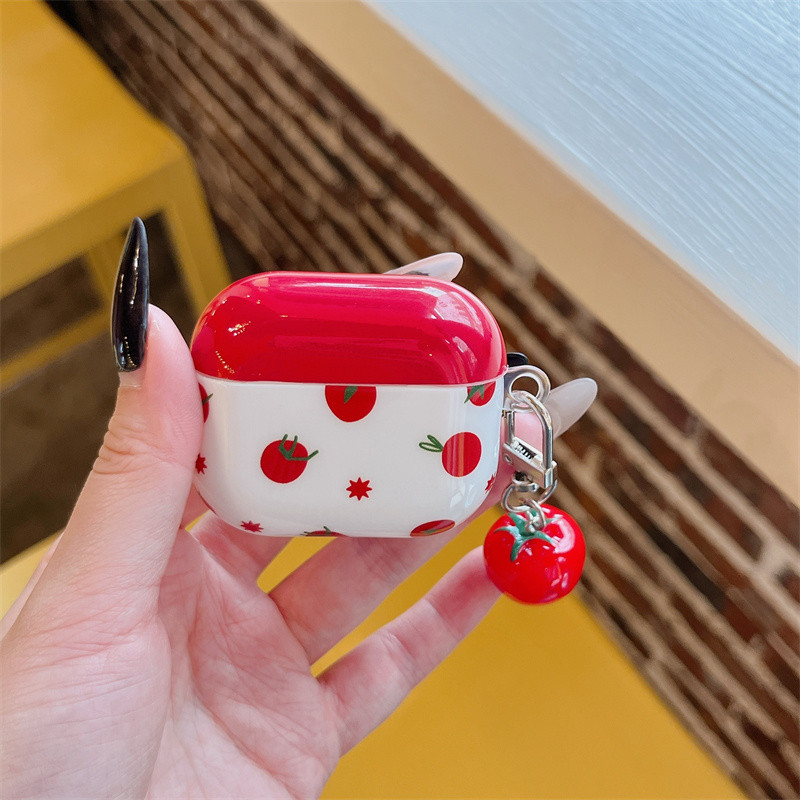 มะเขือเทศสีแดงสําหรับ Airpods 1/2 3 Pro2 Pro3 Airpods4 ชุดหูฟังไร้สายบลูทูธป้องกันกรณี AirPods pro2 Pro3 3 4 หูฟังป้องกันกรณี