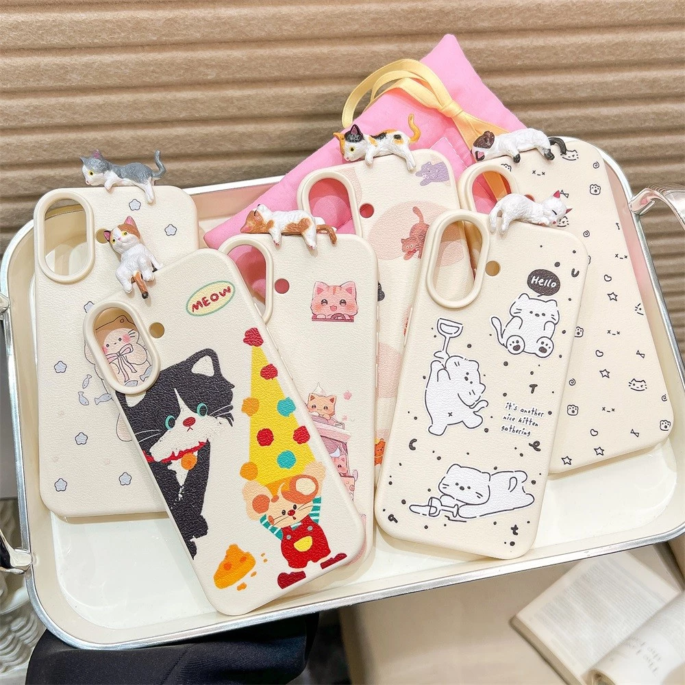 เคส iPhone จี้รูปแมวการ์ตูน สำหรับ iPhone 11-17 Series thumbnail 7