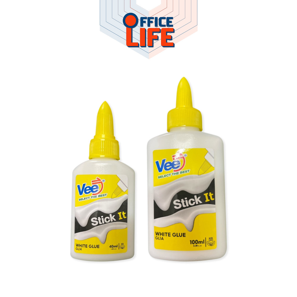 Vee (วี) กาวลาเท็กซ์ หัวหมุนเปิด-ปิด ขนาด 40ml / 100ml ใช้งานสะดวก (1 ขวด)