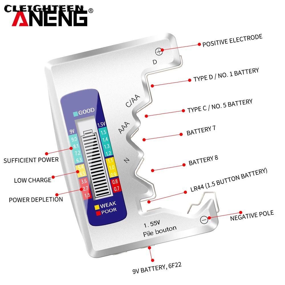 Cleighteen แบตเตอรี่ความจุตรวจสอบเครื่องตรวจจับ ANENG CD AA AAA 9V 1.5V ปุ่มเซลล์ Capacitance เครื่องมือวินิจฉัย