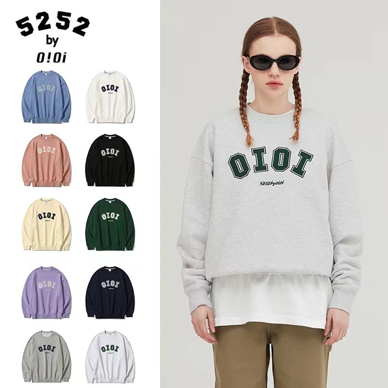 ✨✨พร้อมส่ง🎁🎁เกาหลี oioi เสื้อกันหนาวผู้ชายและผู้หญิงฤดูใบไม้ร่วงและฤดูหนาวคอกลม 5252 เสื้อหลวม