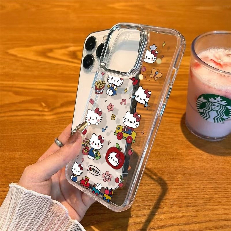 SAMSUNG Hello Kitty กรอบโลหะเคสโทรศัพท์สําหรับSamsung A05 A32 A20S A24 A71 A05S A06 A72 A73 A02 A03C