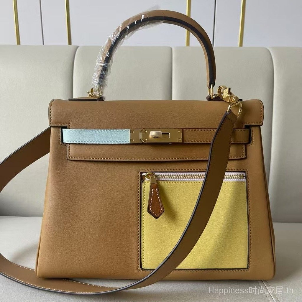 จัดส่ง 24 ชั่วโมง กระเป๋า Kelly 28 ปี 2024 ทำจากหนังCowhide สไตล์ทันสมัย ใช้ได้ทั้งเป็นกระเป๋าไหล่แล