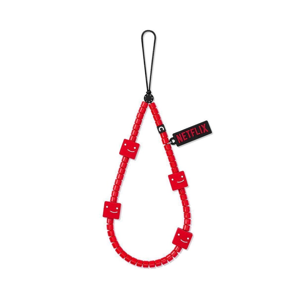 CASETi ปีใหม่ Red Netflix Netflix Block Smiley Face Icon Phone Chain สายรัดข้อมือ