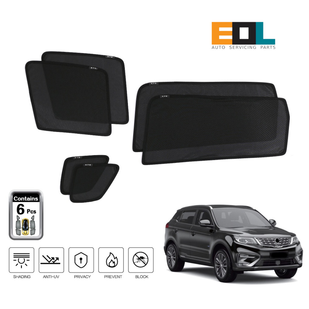 SHENGGE ม่านบังแดด Car Fit สําหรับ PROTON X70 Set (6 ชิ้น) SHENGGE กระจกกันรอยสําหรับ Proton X70 (6 