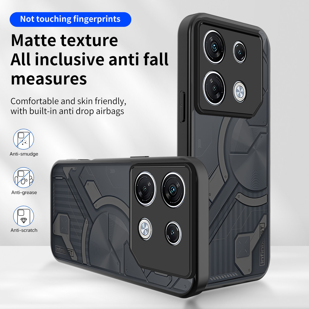 ปลอกสําหรับ Infinix GT 20 Pro GT20 Pro 20Pro GT20Pro 5G อะคริลิค Matte สีดําเคสโทรศัพท์กันกระแทกป้อง