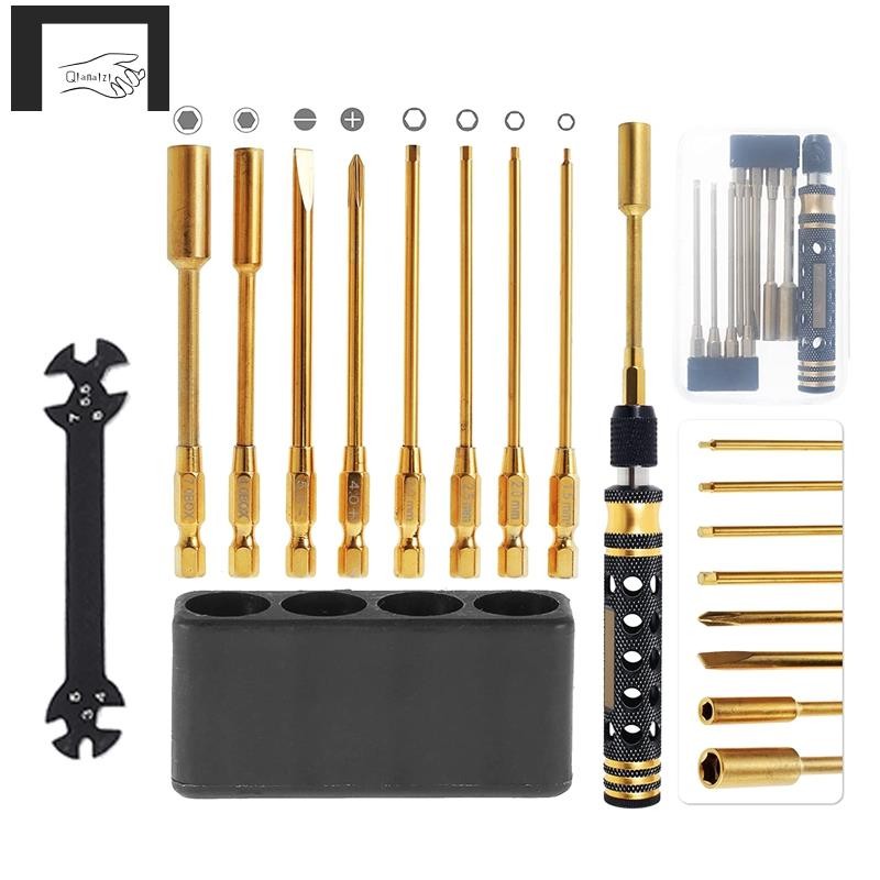 [qianaizi]9 in 1 RC Tool Kit, RC Car Tool Kit RC Hex Driver ไขควงชุดสําหรับ RC Car Hobby Tools
