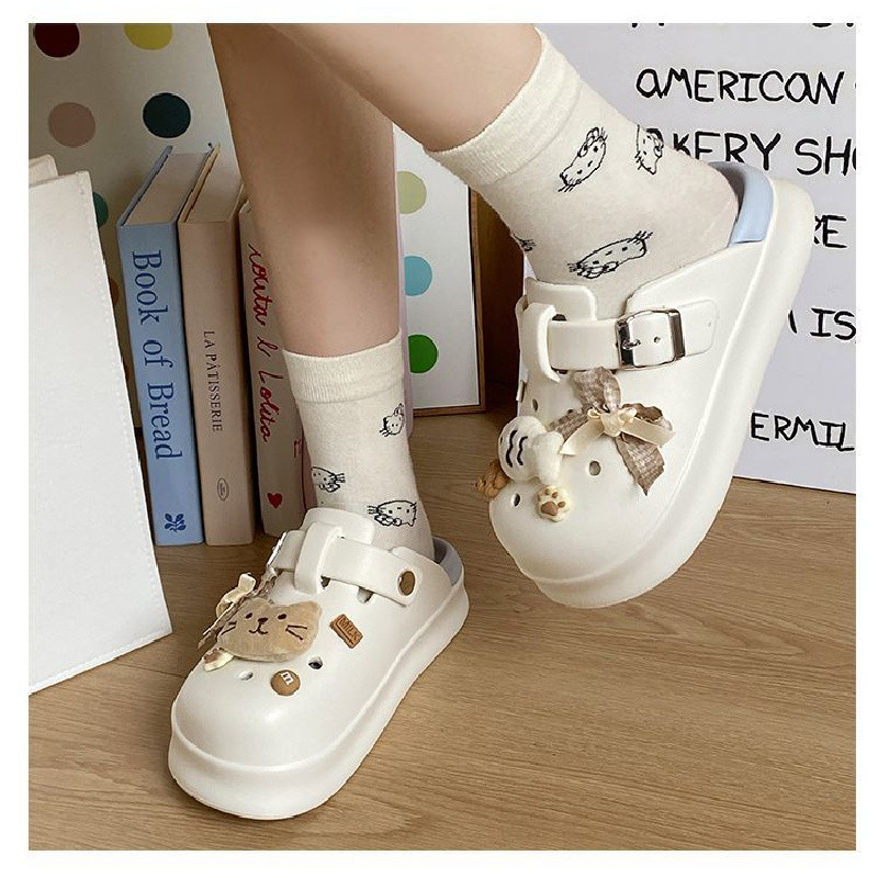 การ์ตูนน่ารัก Bowknot Cat รองเท้าปลานุ่มสำหรับผู้หญิง ออกแบบมาเพื่อความสะดวกในฤดูร้อน มีพื้นโฟมหนาป้องกันการลื่นไถล - รูปที่ 6