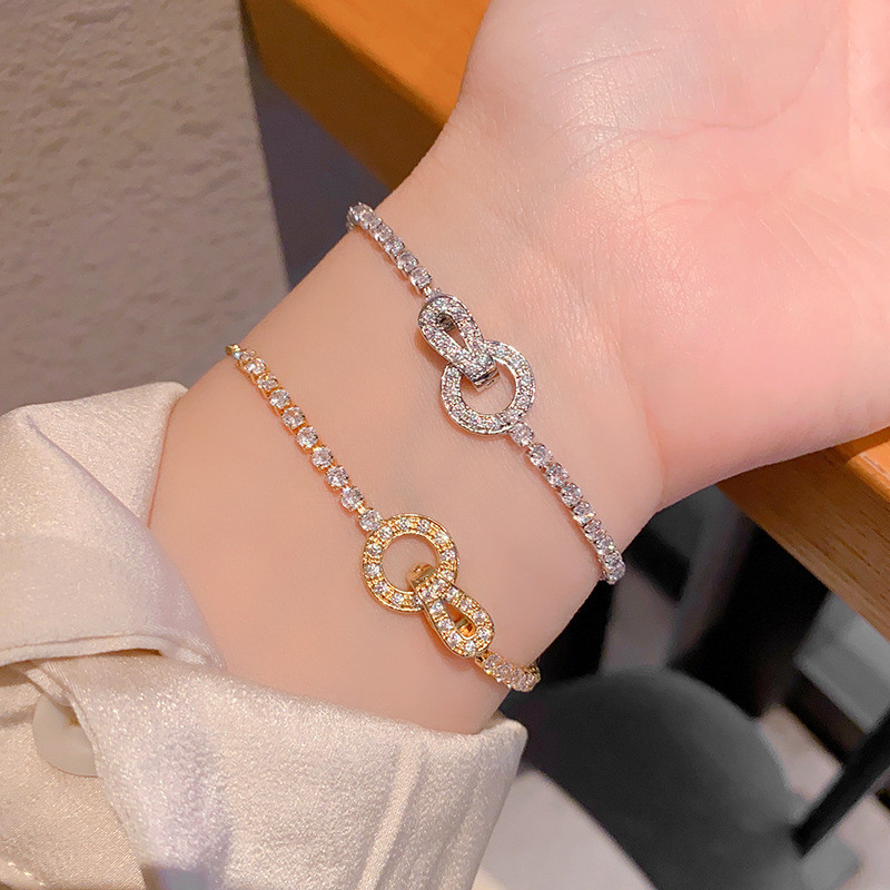สร้อยข้อมือเพทายเพชรแบบพิเศษสำหรับผู้หญิง ดีไซน์อเนกประสงค์ในสไตล์เกาหลี