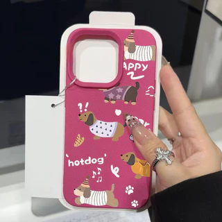 สุนัข เคสไอโฟน15 สำหรับ IPhone 7 12 11 13 16 14 Pro Max XS XR X 7Plus 8Plus Max 7 14 8 Plus SE แฟชั่น เปลือกหนังอ่อน