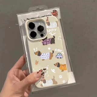 สุนัข เคสไอโฟน15 สำหรับ IPhone 7 12 11 13 16 14 Pro Max XS XR X 7Plus 8Plus Max 7 14 8 Plus SE แฟชั่น เปลือกหนังอ่อน