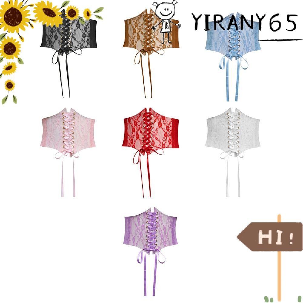 YIRAN ลูกไม้รัดตัวเข็มขัดเอว ลายดอกไม้สวยงาม ทำจากผ้าไหมยืดหยุ่น มีการประดับด้วยหนัง PU สำหรับชุดกระโปรงและเครื่องแต่งกาย