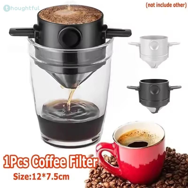 ตัวกรองกาแฟ ตัวกรองกาแฟพับได้ พกพาสะดวก ตัวกรองกาแฟสแตนเลส กรวยกรองกาแฟ ถ้วยกรองกาแฟแบบใช้ซ้ำได้ ไร้กระดาษ TH