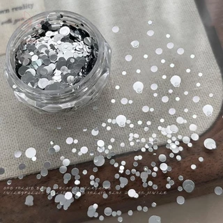 [maybeauty] 1 กล่อง 3D Round Heart Star Nail Art Charms เลื่อมเล็บ Flake Silvery Shiny Charms Accessories {TH}