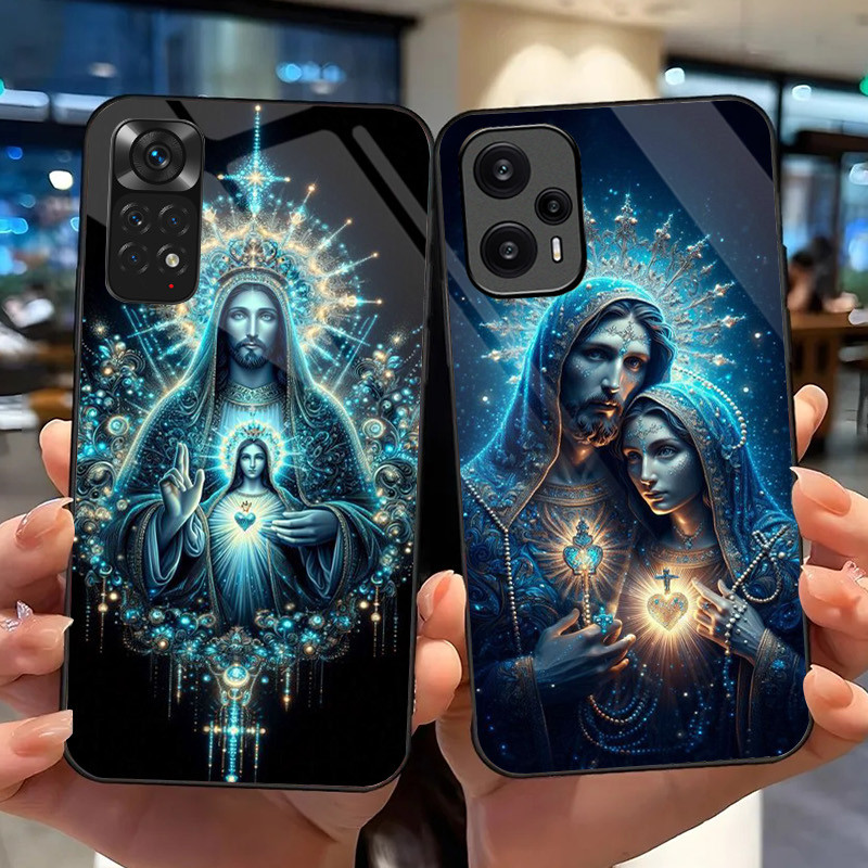 Virgin Mary และพระเยซู 02 แก้วเคสโทรศัพท์สําหรับ Xiaomi Redmi หมายเหตุ 13 Pro Plus 12 4G 11 10 5G 9 